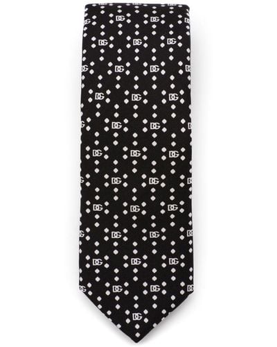 Dolce & Gabbana Logo-print Silk Tie - Black