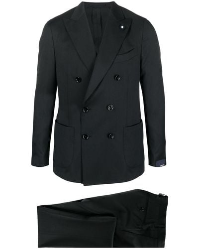 Lardini Costume en laine à veste croisée - Noir
