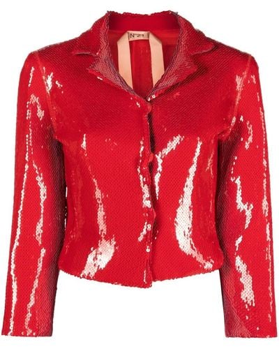 N°21 Sequin-embellished Cropped Jacket - Red