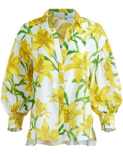 Alice + Olivia Maylin floral-print blouse - Mettallic