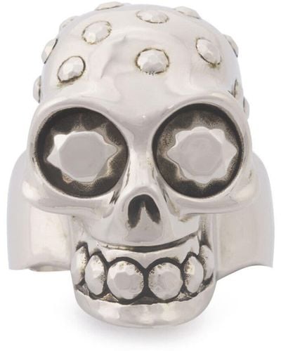 Alexander McQueen Bague The Jewelled Skull - Blanc