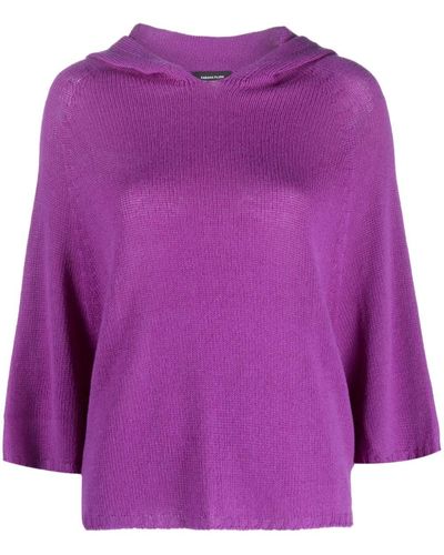 Fabiana Filippi Three-quarter Sleeved Hooded Jumper - Purple