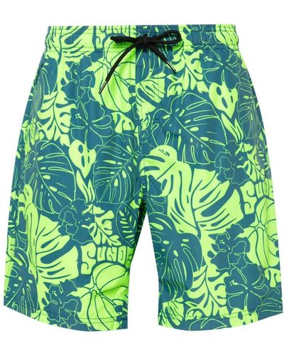 Sundek Hibiscus-print Swim Shorts - Green