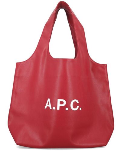 A.P.C. Kleiner Ninon Shopper mit Logo-Print - Rot