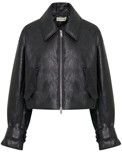 Nicholas Paris Faux-leather Biker Jacket - Black