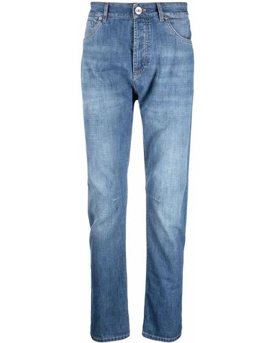 Brunello Cucinelli High-Waist-Jeans mit geradem Bein - Blau