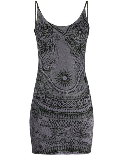 Jean Paul Gaultier Metallic-thread Intarsia-knit Minidress - Black