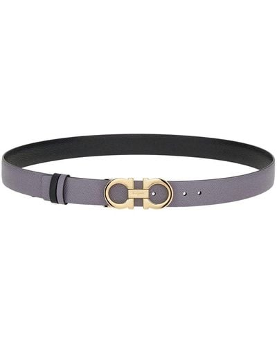 Ferragamo Gancini Leather Reversible Belt - Black