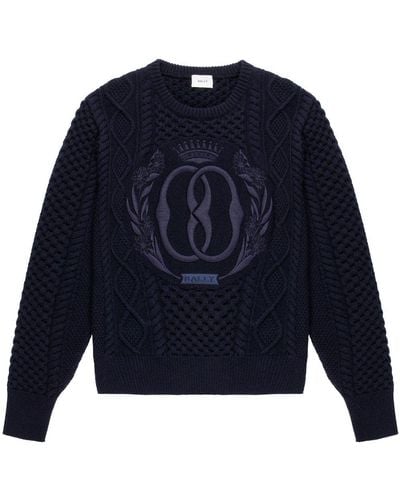 Bally Logo-embroidered Crew-neck Sweater - Blue