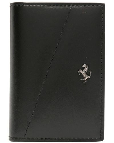 Ferrari Wrinkle-effect leather wallet with metal money clip Unisex