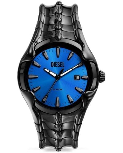 DIESEL Vert Three-hand Date Black Stainless Steel Watch - Blue
