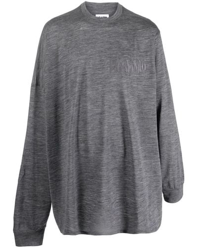 Magliano Logo-embroidered Stretch-wool T-shirt - Gray