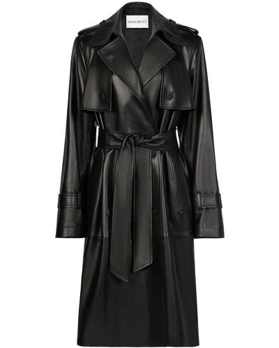 Nina Ricci Leren Trenchcoat - Zwart