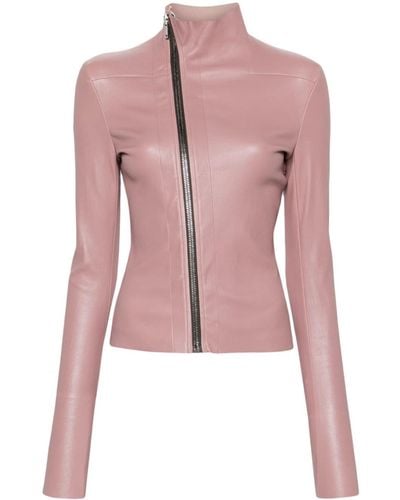 Rick Owens Asymmetric Leather Jacket - Pink