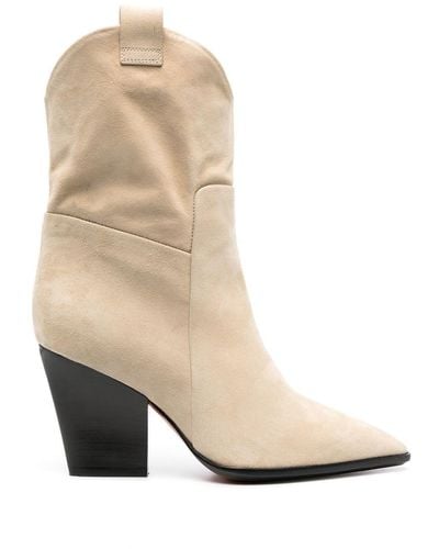 Santoni Western Pointed-toe Suede Boots - Natural