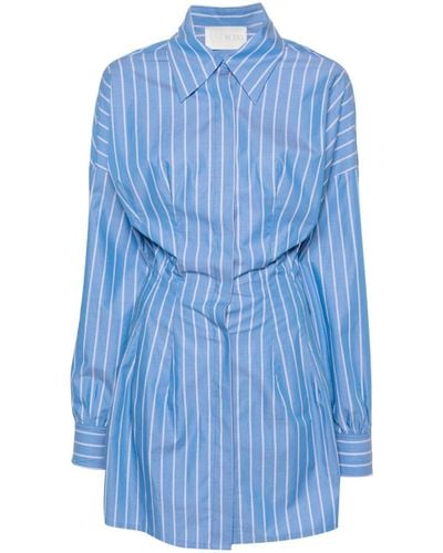 Woera Striped Mini Shirt Dress - Blue