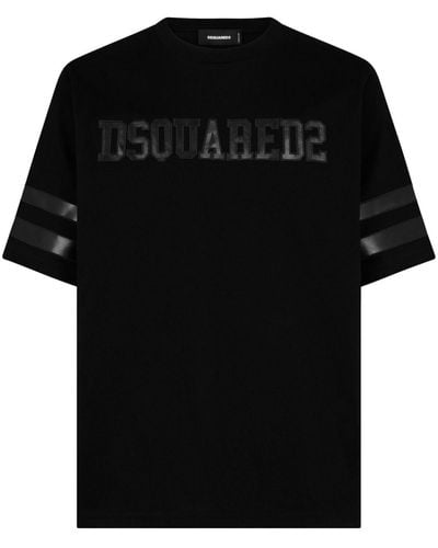 DSquared² T-shirt en coton à logo appliqué - Noir
