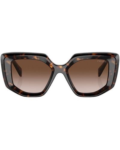Prada Tortoiseshell-effect Logo-detail Sunglasses - Brown