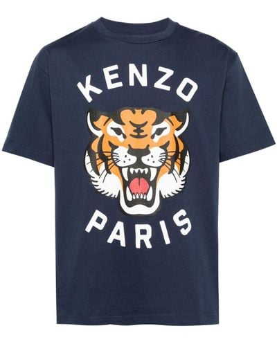 KENZO T-shirt Met Tijgerlogo - Blauw