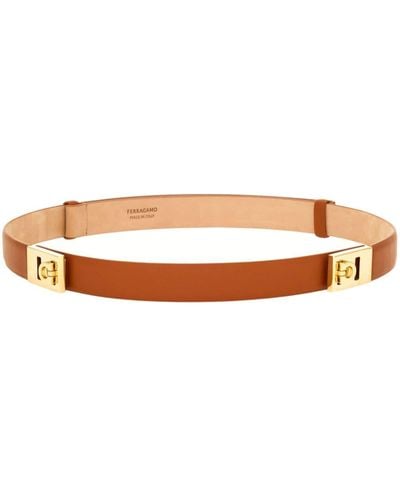 Ferragamo Adjustable Hug Leather Belt - Brown