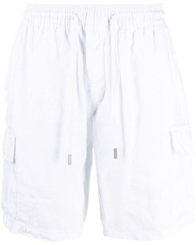Vilebrequin Short en lin à patch logo - Blanc