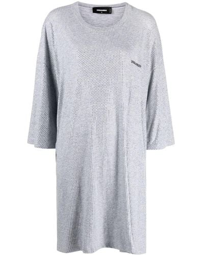DSquared² Logo-print Mesh T-shirt Dress - Gray
