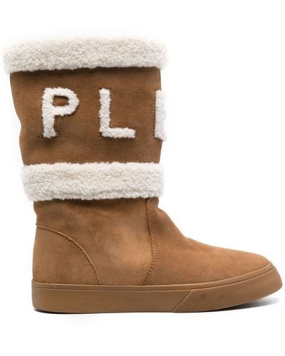 Philipp Plein Shearling-lined Suede Boots - Brown