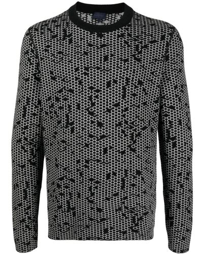 Lanvin Patterned Intarsia-knit Wool Jumper - Grey