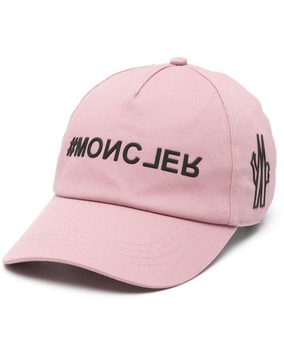 3 MONCLER GRENOBLE Chapeau en coton à logo appliqué - Rose