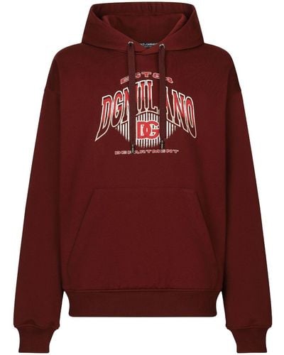 Dolce & Gabbana Logo-print Cotton Hoodie - Red