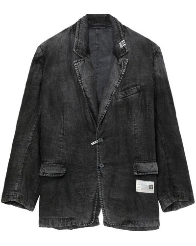 Maison Mihara Yasuhiro Faded Effect Linen Jacket - Black
