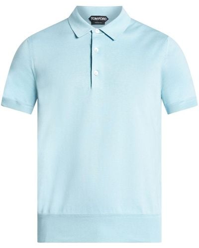 Tom Ford Fijngebreid Poloshirt - Blauw