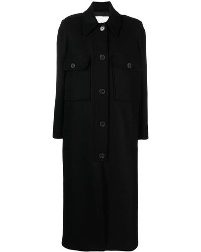 Ba&sh Straight-point Collar Wool-blend Coat - Black