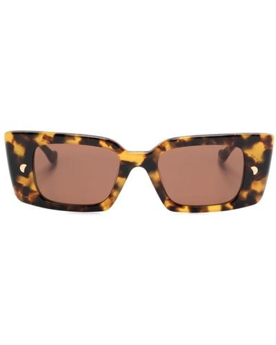 Nanushka Carmel Rectangle-frame Sunglasses - Brown