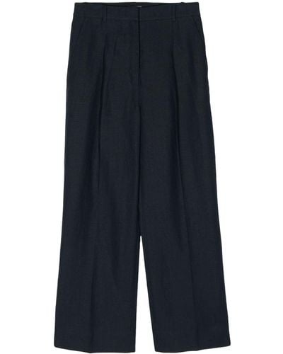 N.Peal Cashmere Florence Linen Palazzo Trousers - Blue