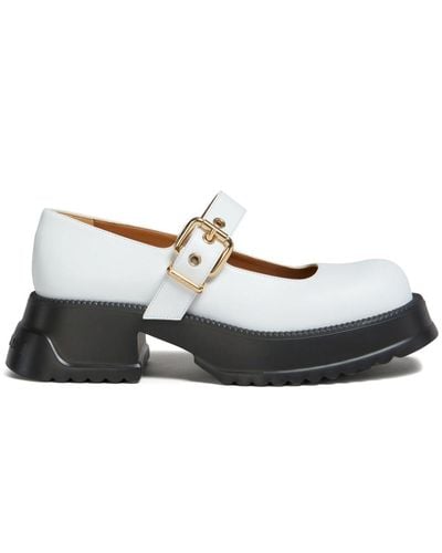 Marni Buckle-fastening Leather Loafers - White