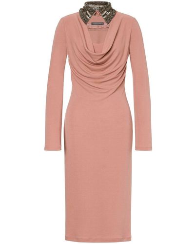 Alberta Ferretti Embellished-collar Midi Dress - Pink