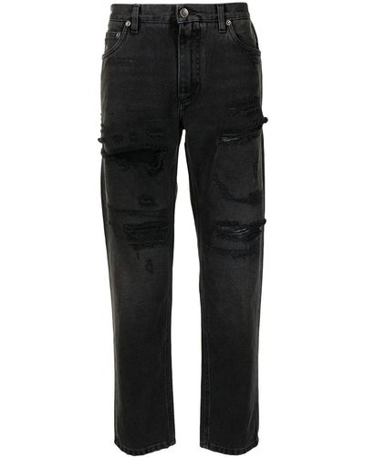 Dolce & Gabbana High-waisted Ripped Jeans - Black