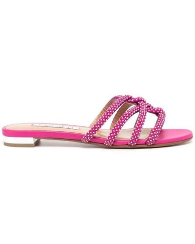 Aquazzura Crystal-embellished Flat Sandals - Pink