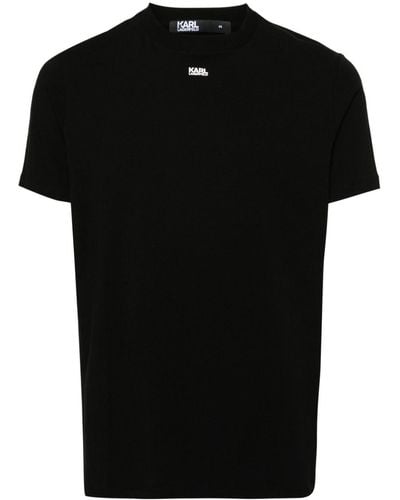 Karl Lagerfeld T-Shirt mit Logo-Streifen - Schwarz