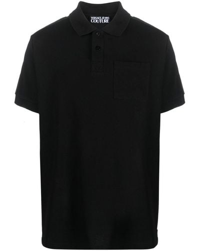 Versace Logo-tape Cotton Polo Shirt - Black