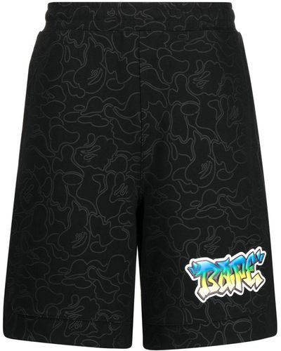 A Bathing Ape Logo-patch Track Shorts - Black