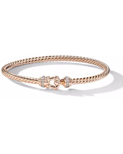 David Yurman 18kt Rose Gold Cable Buckle Diamond Bracelet - Pink