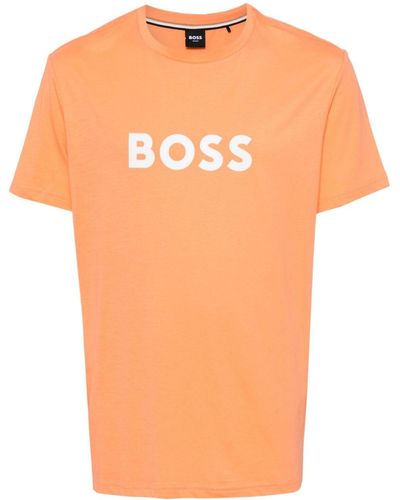 HUGO Logo-print Cotton T-shirt - Orange