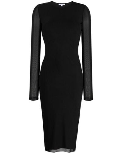 Patrizia Pepe Long-sleeved Paneled Midi Dress - Black