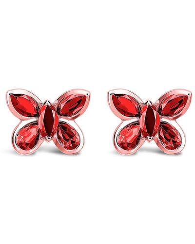 Pragnell 18kt Rose Gold Ruby Butterfly Stud Earrings - Pink