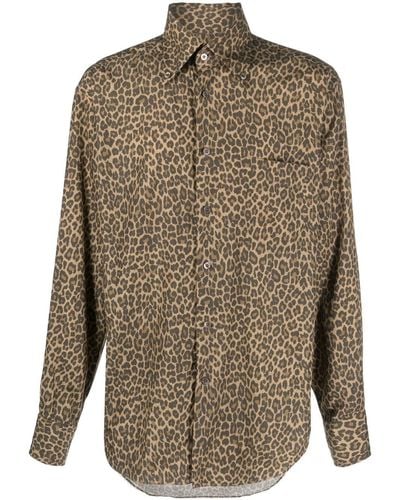 Tom Ford Overhemd Met Luipaardprint - Bruin
