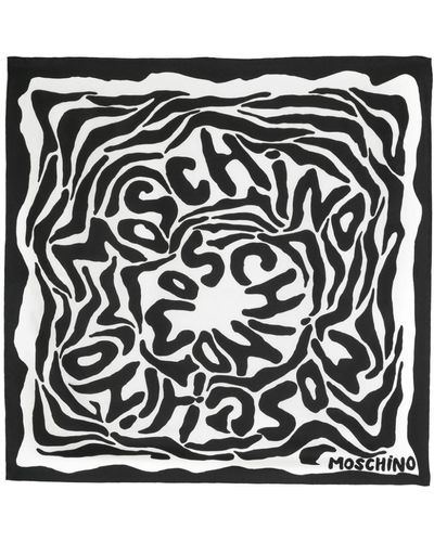Moschino Pañuelo con animal print - Negro