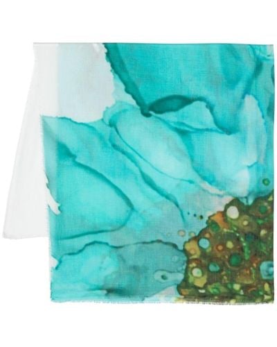 Faliero Sarti Fular Tiffany con estampado de acuarela - Azul