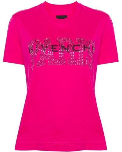 Givenchy Rhinestoned Cotton T-shirt - ピンク